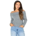 thumbnail image 2 of Celebrity Pink Women's Off Shoulder Scalloped Edge Sweater, Sizes XS-XXXL, 2 of 5