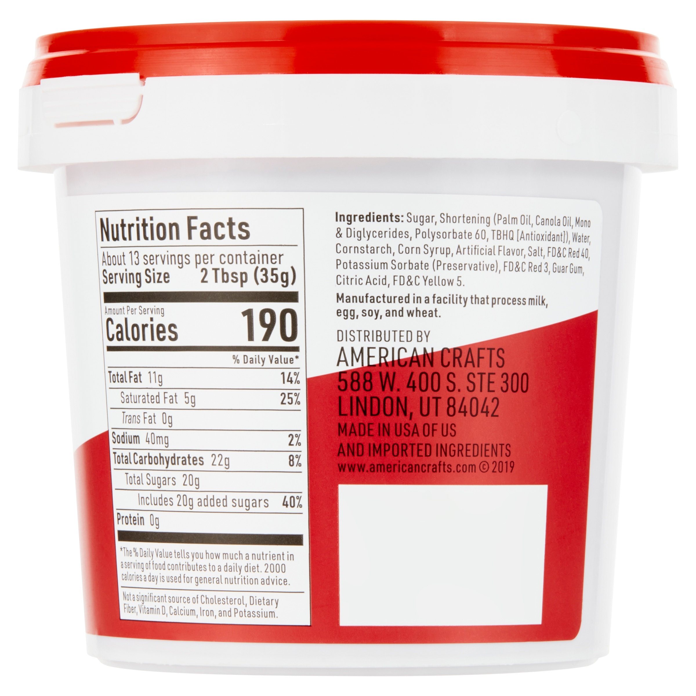 Almas Red Buttercream Frosting, Icing, 16 oz Tub