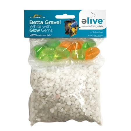 Elive Llc.-Betta Gravel With Glow Gems- White (Best Gravel For Betta)
