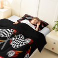 thumbnail image 4 of Castle Fairy Race Flag Graphic Twin Comforter Sets 3-Piece for Boys, Flaming Tire Art Bedding Set for Bedroom, Black Red,Black Reversible, 4 of 6