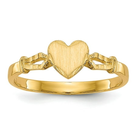 - 14k Yellow Gold Childrens Heart Band Ring Size 3.00 Baby