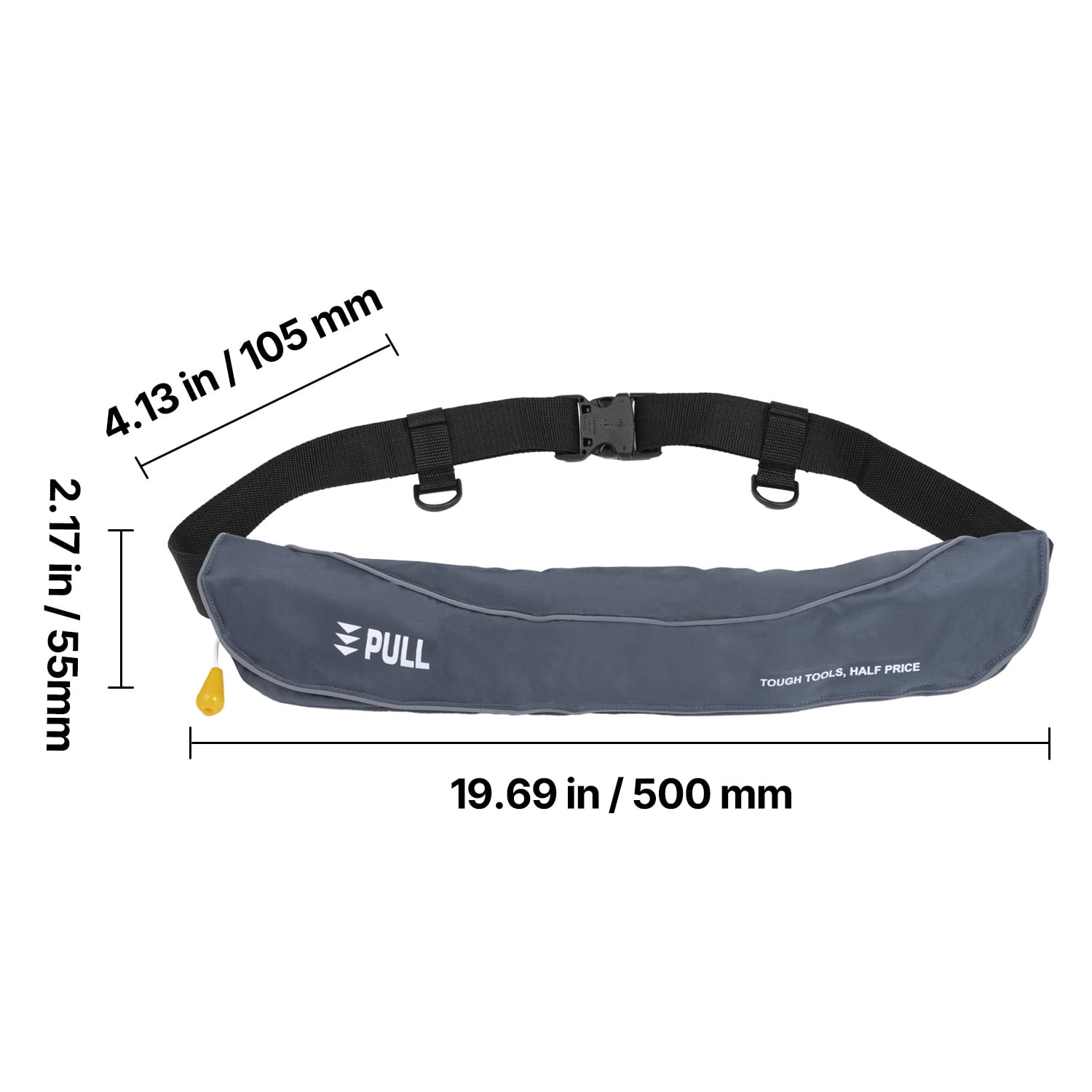 KFFKFF Adult's Manual Inflation Belt Pack, 105N Buoyancy, Suitable for Over 80 Pounds and Waist Sizes Up to 59 inches, Adjustable, Inflatable PFD Waist for SUP Paddleboarding and Kayaking