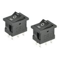 thumbnail image 1 of Interruptor de palanca mini barco interruptor de palanca negro para barco coche marino 6 pines ON/OFF/ON AC 250V/6A 125V/10A, 2 piezas, 1 of 4