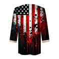 thumbnail image 5 of Honeeladyy Workout Tops for Fashion Women's Summer V-Neck 3/4 Sleeve Lace Print Casual T-shirt Blouse Festival Gifts(Wine,L), 5 of 5