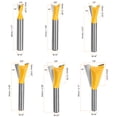thumbnail image 2 of Juego de 6 piezas de brocas de cola de milano Uxcell 1/4" 3/8" 1/2" 5/8" 3/4" 7/8" Diámetro 1/4" Vástago Carburo 14 Grados Broca de Juntas de Cola de Milano, 2 of 7