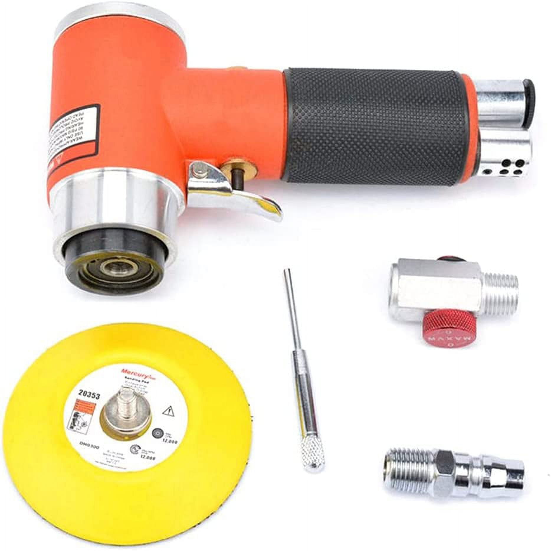 Mini Air Polisher 2/3 Inch Random Orbital Small Pneumatic Sander Eccentric Polisher Sandpaper Machine Automatic Beauty Power Tool (16000RPM) (2'' 3'' Pitted Texture Orange Air Sander)