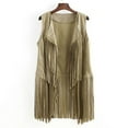 thumbnail image 5 of Winter Jackets for Women with Accessories Autumn Faux Suede Ethnic Sleeveless Tassel Fringed Vest Cardigan Smocking Dress, 5 of 5