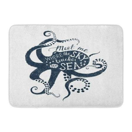 Where To Buy Bathroom Rugs LADDKE Hand Vintage Octopus Silhouette and Lettering Meet Me Where The Sky Touches Sea Label Doormat Floor Rug Bath Mat 23.6x15.7 inch ()
