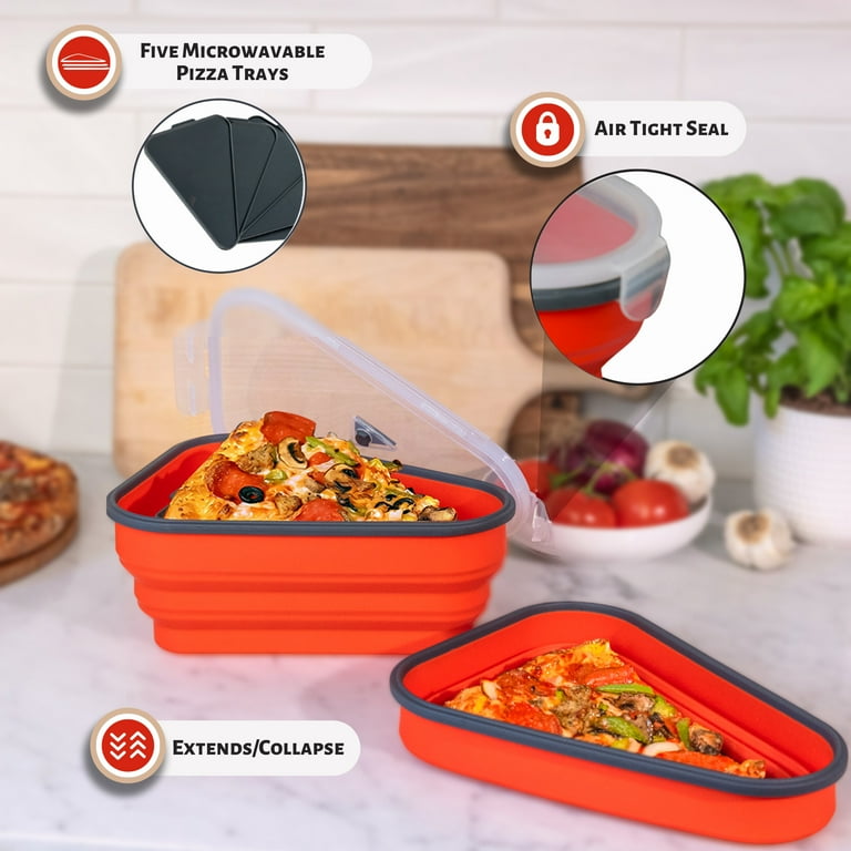 Pizza Slice Container Storage with Lids. Tray, Holder and Saver. Plastic  Packs to go. The Best Idea to Serve Pizza to Your Kids. 4 pcs.