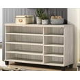 thumbnail image 3 of Wooden Cabinets, Corby 45" Dusty Gray Oak Finish 3-Door Shoe Cabinet, Light Gray Living Room Cabinets,Particle Board Cabinets With Doors, Furniture Primary Living Space Cabinets, 3 of 5
