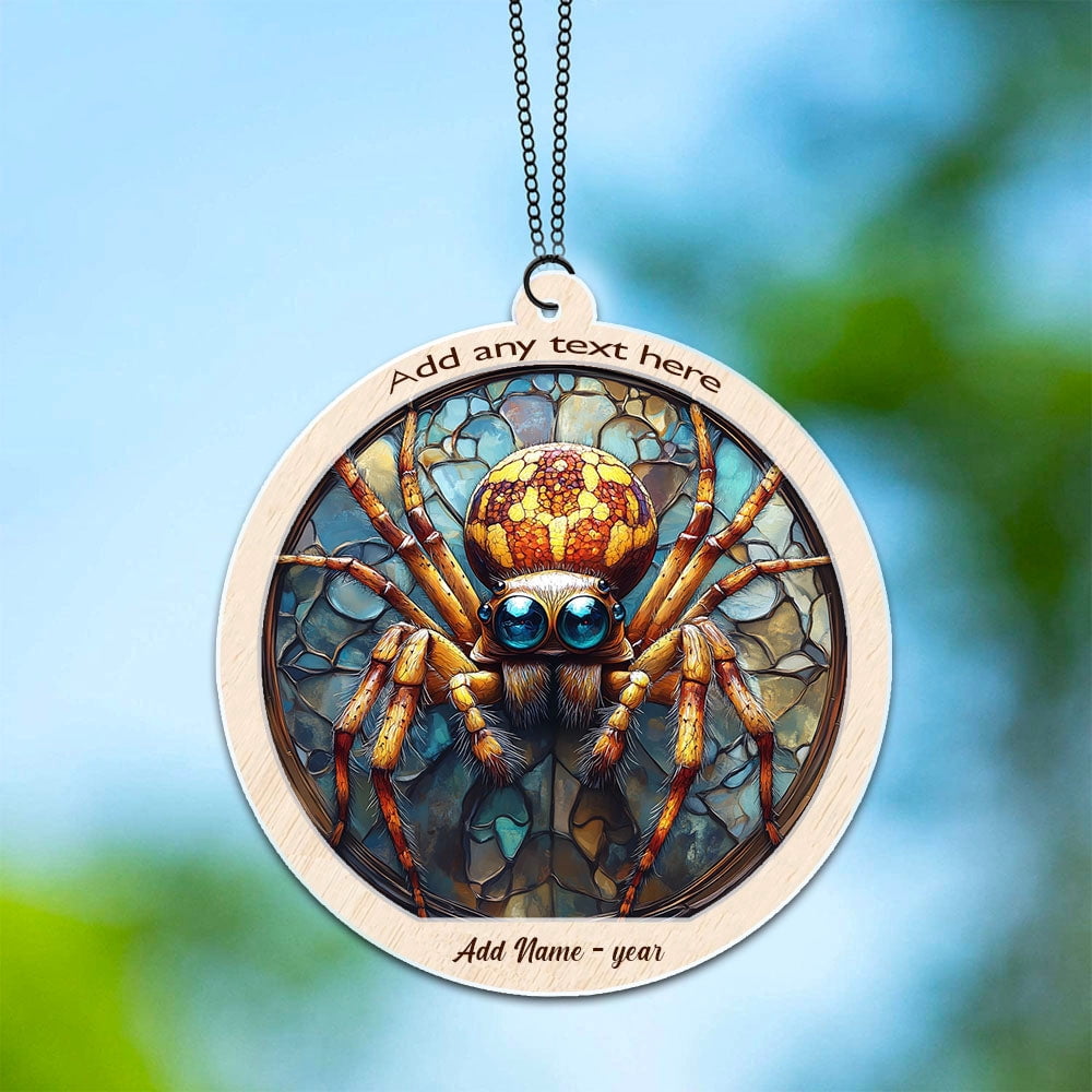 Jumping Spider Stained Glass Suncatcher Ornament – Ornament Gift for Family, Friends, Men & Women, Christmas 2025 Keepsake