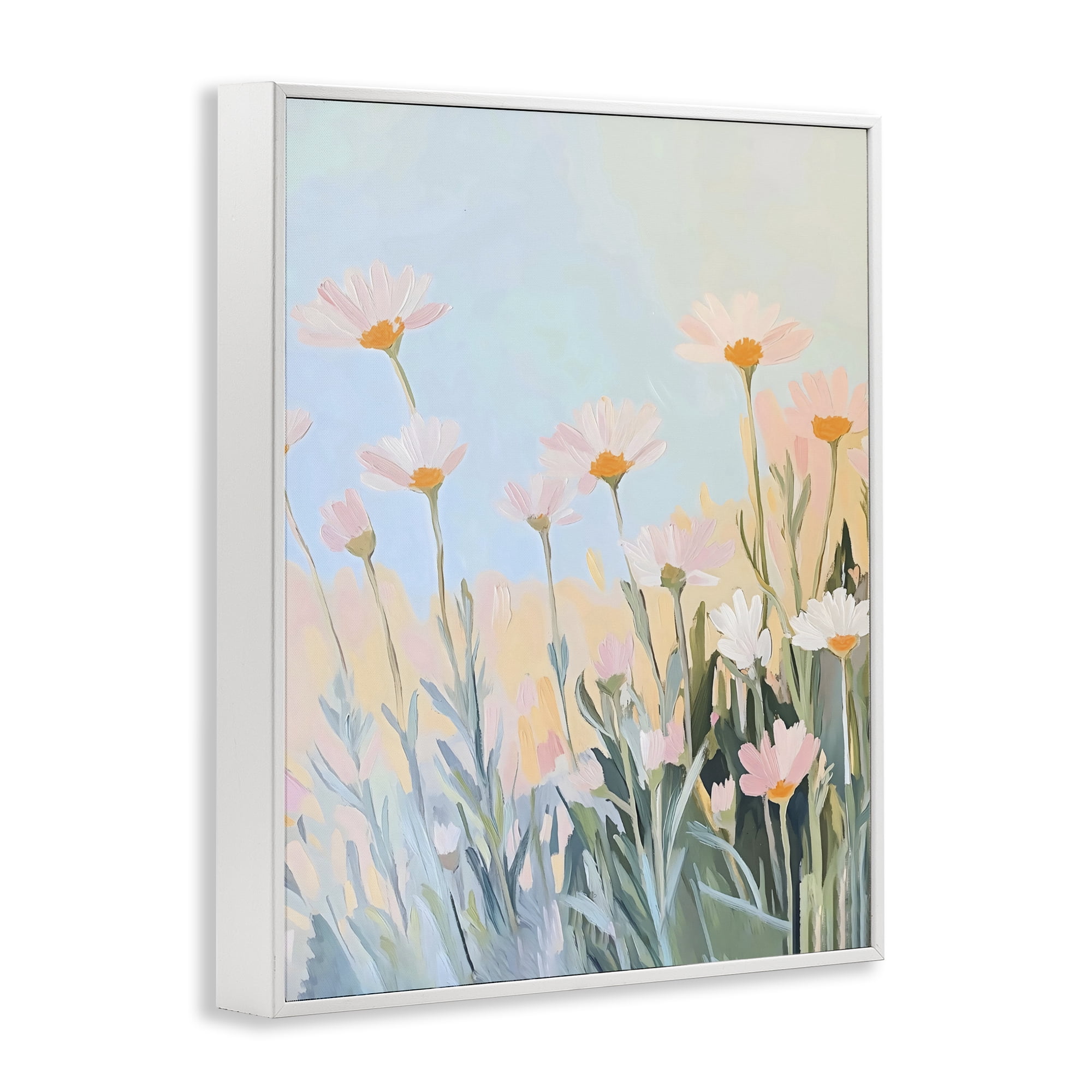 Stupell Industries Pastel Meadow Daisies at Dawn White Framed Giclee Art, design by The Prints Vibe