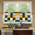 thumbnail image 4 of Yayeee Kitchen Curtains Tier Set of 2 Light Filtering 57"x24" Over Sink Window Panels, Yellow Checkered Pattern, 4 of 7