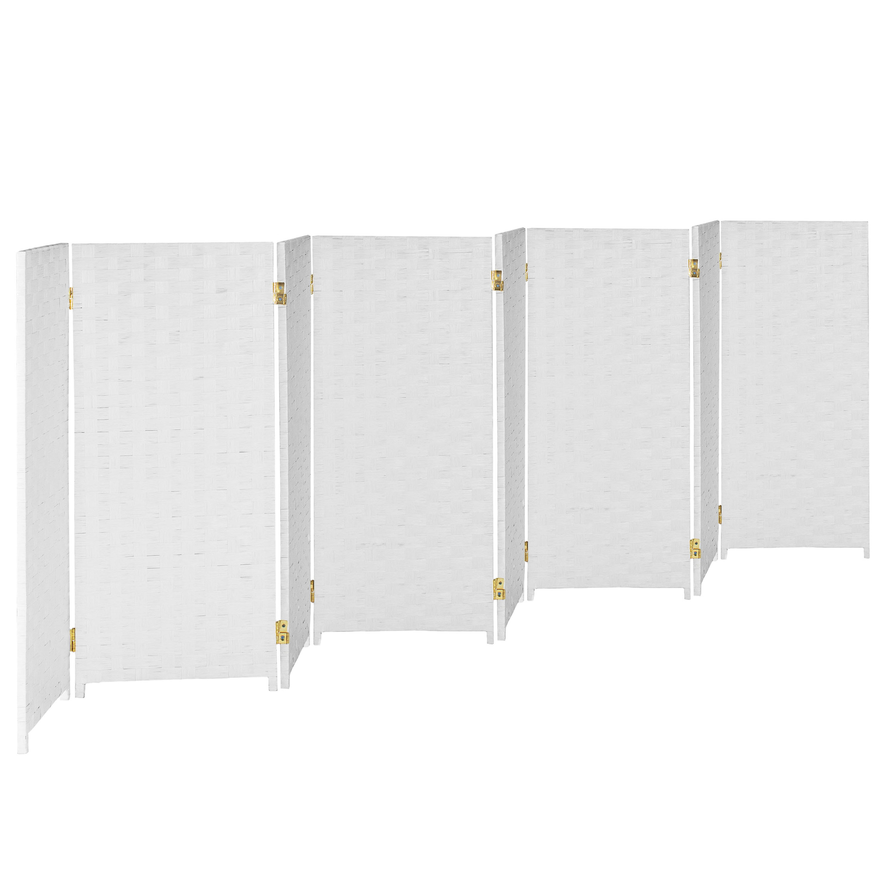 Red Lantern 3 ft. Short Woven Fiber Folding Screen - White - 8 Panel