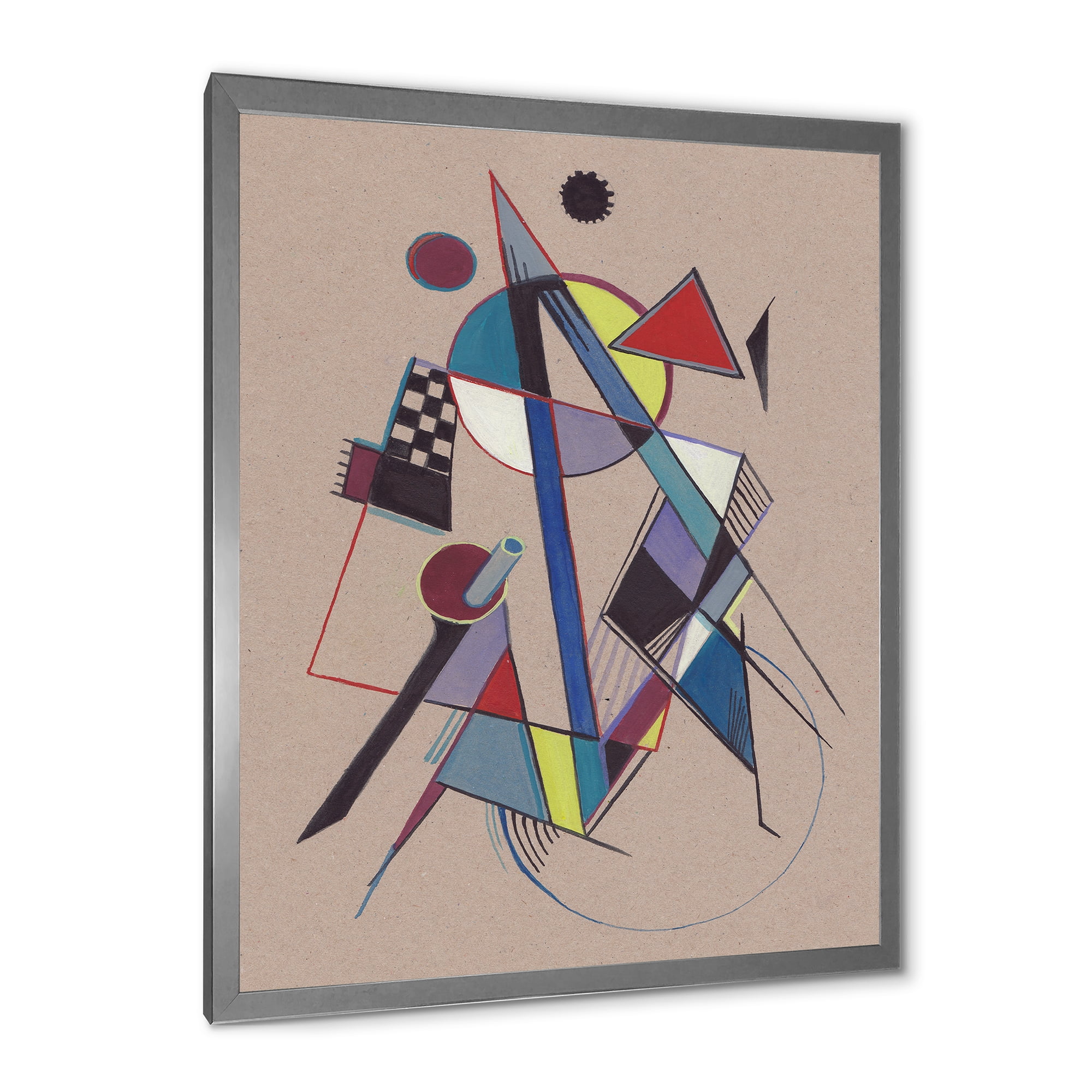Designart 'Abstract Compositions Of Colored Geometric III' Modern Framed Art Print