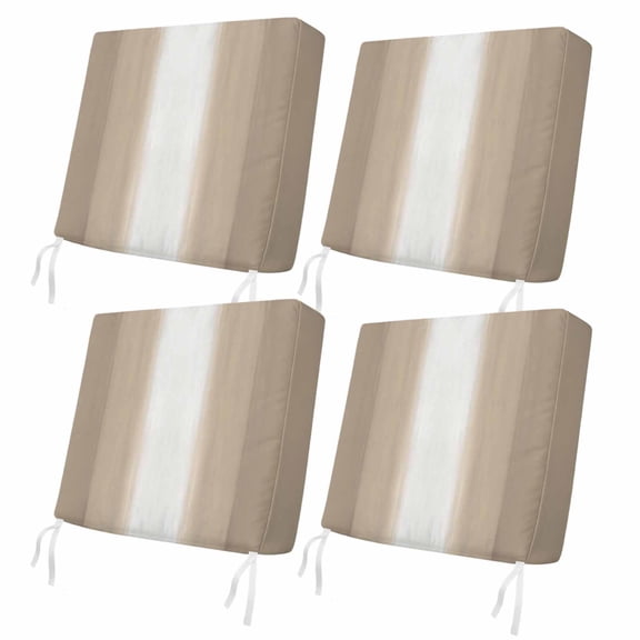 Outdoor Patio Cushion Covers 4 Pack Beige Ombre Patio Chair Cushion Covers with Ties and Zipper Khaki Ombre White Stripes Waterproof Outdoor Seat Cushion Covers for Patio Furniture 20"x18"