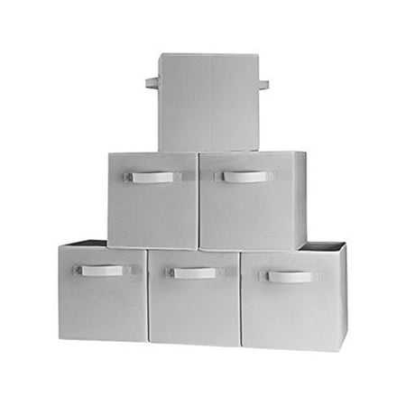 6 Pack Light Gray Premium Foldable Storage Bins Dual Handle Shelves 6 Pack Light Gray Premium Foldable Storage Bins Dual Handle Shelves Baskets Containers Home Decorative Closet Two Handles Organizer Household Fabric