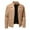 Khaki, variant on Fashion Men Autumn Winter Warm Casual Leather Zipper Long Sleeve Jacket - Business Gentleman Stand Collar Big Size Coat for Holiday Events, Parties, and Gift Giving,Black,L