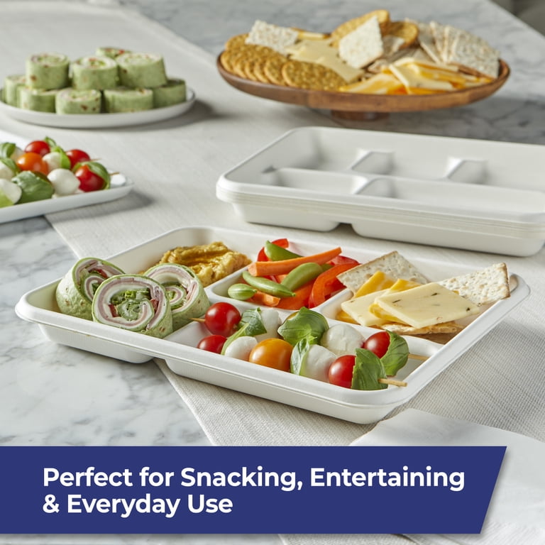 Hefty, Compostable Paper Trays, 12 ct, 5-Compartment, Microwave