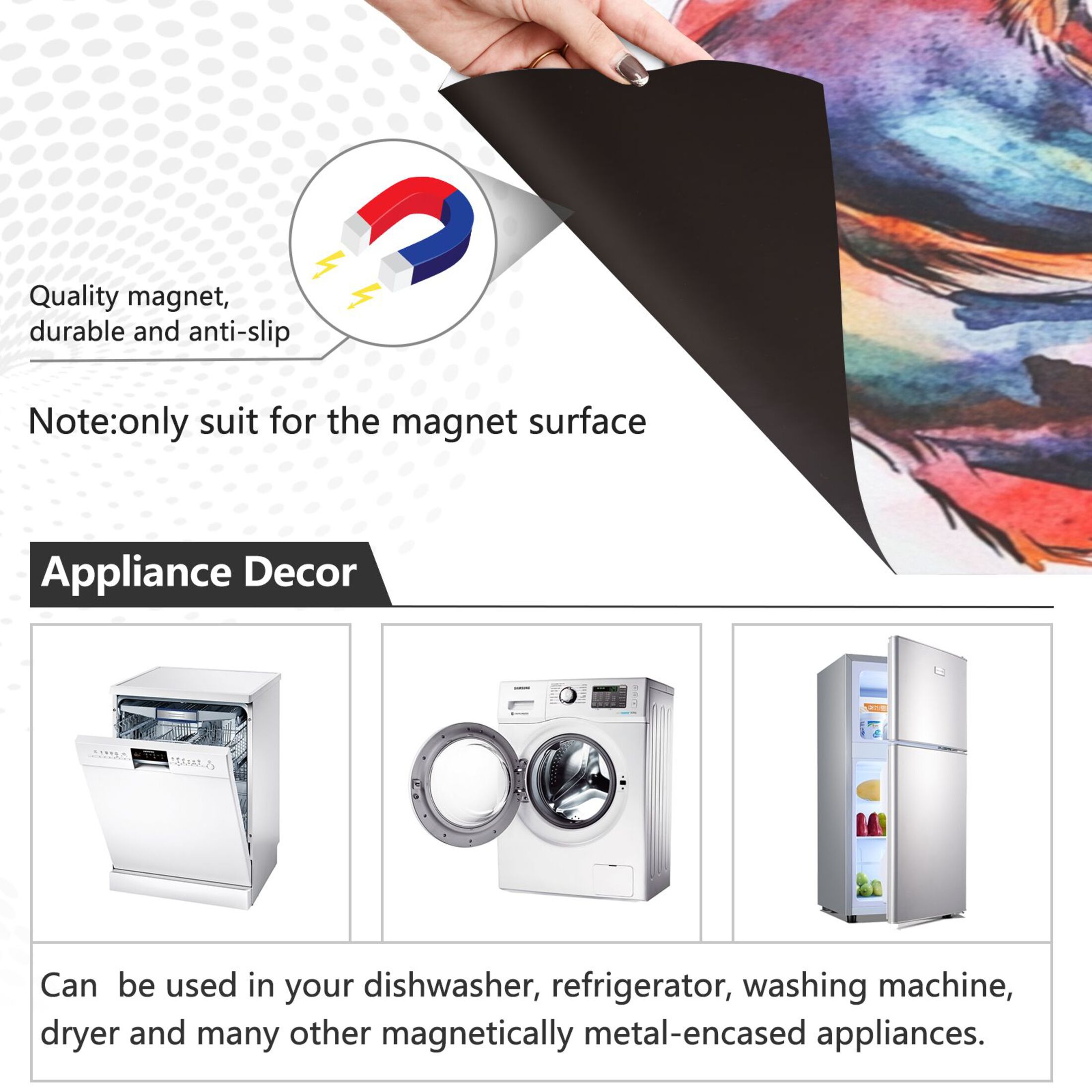 Dishwasher Magnetic Sticker 23x26 Inch Refrigerator Magnetic Sticker Washing Machine Magnetic Sticker Kitchen Panel Magnetic Sticker Home Decor Beautiful Watercolor Dog