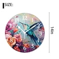thumbnail image 2 of 14 Inch Wall Clock Battery Operated Silent Clock Decorative for Office, Kitchen, Outdoor, Living Room，Hummingbird Bird Butterfly with Colorful Floral Flower on Grunge Blue Lovely, 2 of 4