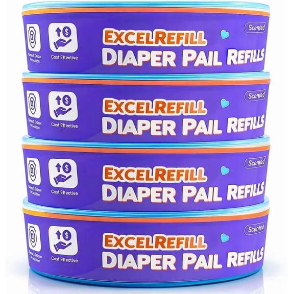 Diaper Pail Refills Compatible with Diaper Genie and Munchkin Pails | 1280 Count (4-Pack,320 Count)