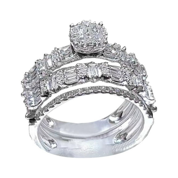 CILENON Us 5 To 11 Silver Promise Rings Delicate Design Knot Set Diamond Fashion Ring Light Luxury High Grade Ring (Silver,10)