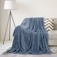 thumbnail image 2 of Unique Bargains Soft Flannel Fleece Velvet Blanket Smoked Blue 50" x 60", 2 of 8
