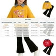 thumbnail image 2 of DAETIROS Kids Girls Matching Set Bow Print Sweatshirt & Flare Pants Soft Casual 2 Piece Playwear Outfit Mustard Yellow Sizes 2T-8,Size 2-3 T, 2 of 8