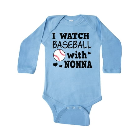 

Inktastic I Watch Baseball with My Nonna Gift Baby Boy Long Sleeve Bodysuit