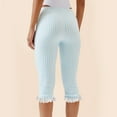 thumbnail image 3 of biudgviw Capri Leggings for Women Lace Trim Plaid Cropped Pants Ruffled Hem Casual Lightweight Tight Summer Trendy Clothes, 3 of 6