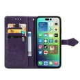 thumbnail image 3 of Jiahe Cover for iPhone 13 Pro Max Wallet Case PU Leather Mandala Flower Embossed with Card Holder Wrist Strap Kickstand Protective Lanyard Purse Cover for iPhone 13 Pro Max 6.7 Inch, Purple, 3 of 7