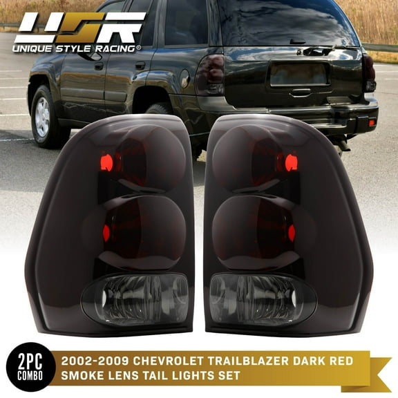 Dark Smoke Red Tail Lights Lamps Left Right Set For 02-09 Chevrolet Trailblazer