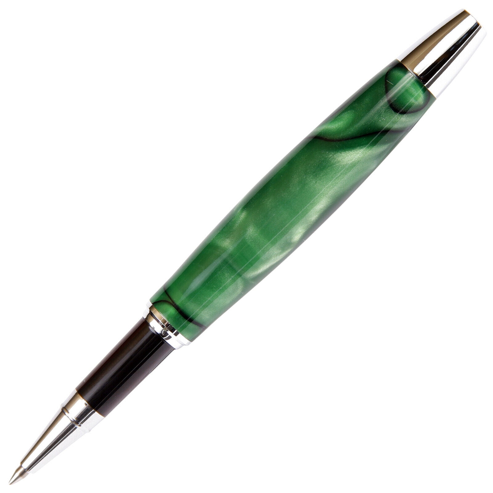 Tuscany Rollerball Pen - Green & Black Marbleized Gloss Body (Black Ink, Medium Tip 0.7 MM)