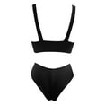thumbnail image 4 of 2025 Bikini Set for Women Bathing Suit Small Bust Solid V Neck Knot Short Set Bathing Suit for Women Front Push Up High Ladies Bathing Suit Leg Thong Two Piece, 4 of 5