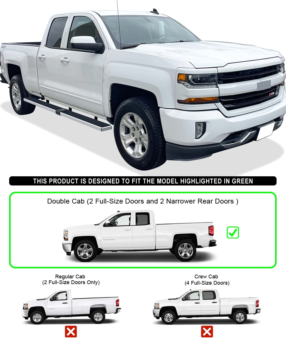 APS Wheel to Wheel Running Board 6in Compatible with Chevy Silverado GMC Sierra 2007-2018 Double Cab Extended Cab 6.5ft Bed & 2500 3500 2019 (Exclude 07 Classic) (Side Steps Side Bars)