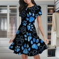 thumbnail image 2 of Dog Paw Print Women's Classic Swing Skater Dress Casual Work Party Cocktail Dresses, 2 of 6