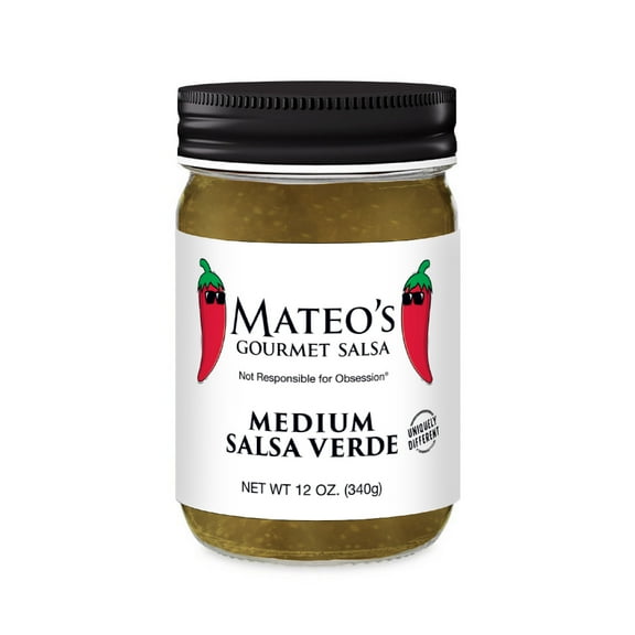 Mateo's Gourmet Salsa Verde, All Natural, Medium Heat, 12oz Glass Jar