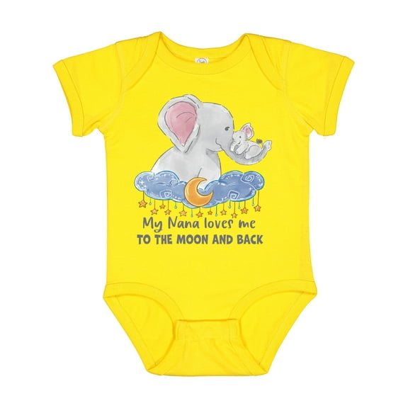 Inktastic My Nana Loves Me to the Moon and Back Elephant Family Boys or Girls Baby Bodysuit