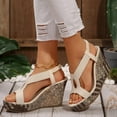 thumbnail image 2 of Dakaela Wedge Sandals for Women Dressy Platform Walking Shoes Ankle Strap Ladies Slip on Sandal White 7.5, 2 of 8