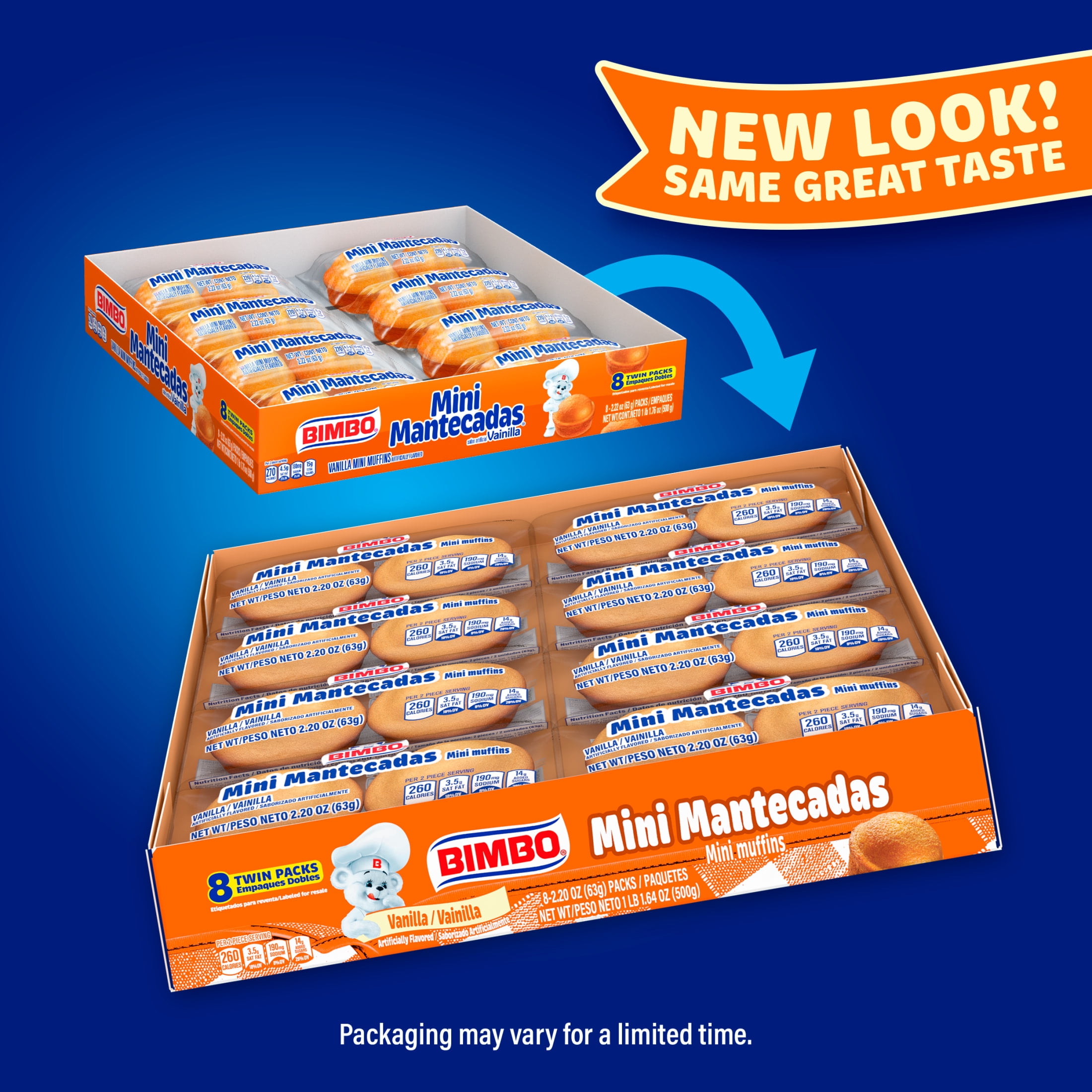 Bimbo Mini Mantecadas Vanilla Mini Muffins, 8 twin packs, 17.6 oz