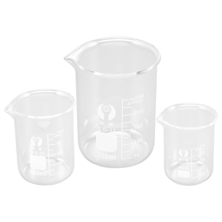 3pcs Graduated Measuring Cup Liquid Measuring Cup Glass Beaker for Laboratory, Size: Medium