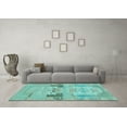 thumbnail image 3 of Ahgly Company Indoor Square Abstract Light Blue Modern Area Rugs, 3' Square, 3 of 4