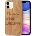 thumbnail image 1 of Case Yard Wooden Case Outside Soft TPU Silicone Slim Fit Shockproof Wood Phone Cover for Girls Boys Men and Women Supports Wireless Charging Think. Feel. Believe. Design case for iPhone-12-Mini, 1 of 7