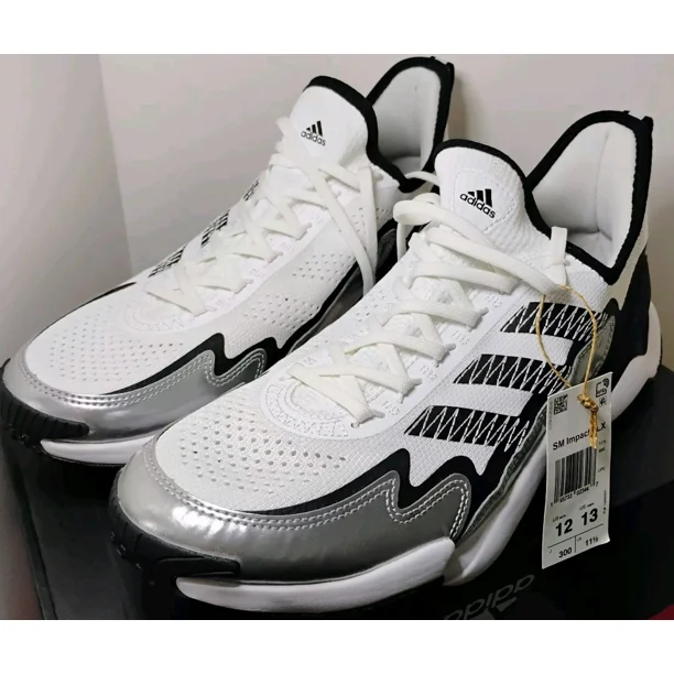 Adi - das SM IMPACT FLX MEN'S SHOES Wht/Blk/Silver GX8109 SZ 12 Men 13 Women NWT