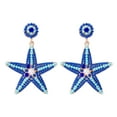 thumbnail image 6 of Handmade Beaded Blue Starfish Drop Earrings for Women Bohemian Seed Bead Ocean Animal Earrings Summer Holiday Jewelry, 6 of 6