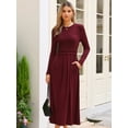 thumbnail image 4 of DARING DIVA Long Sleeve A-Line Maxi Winter Fall Sweater Dress L Burgundy, 4 of 6