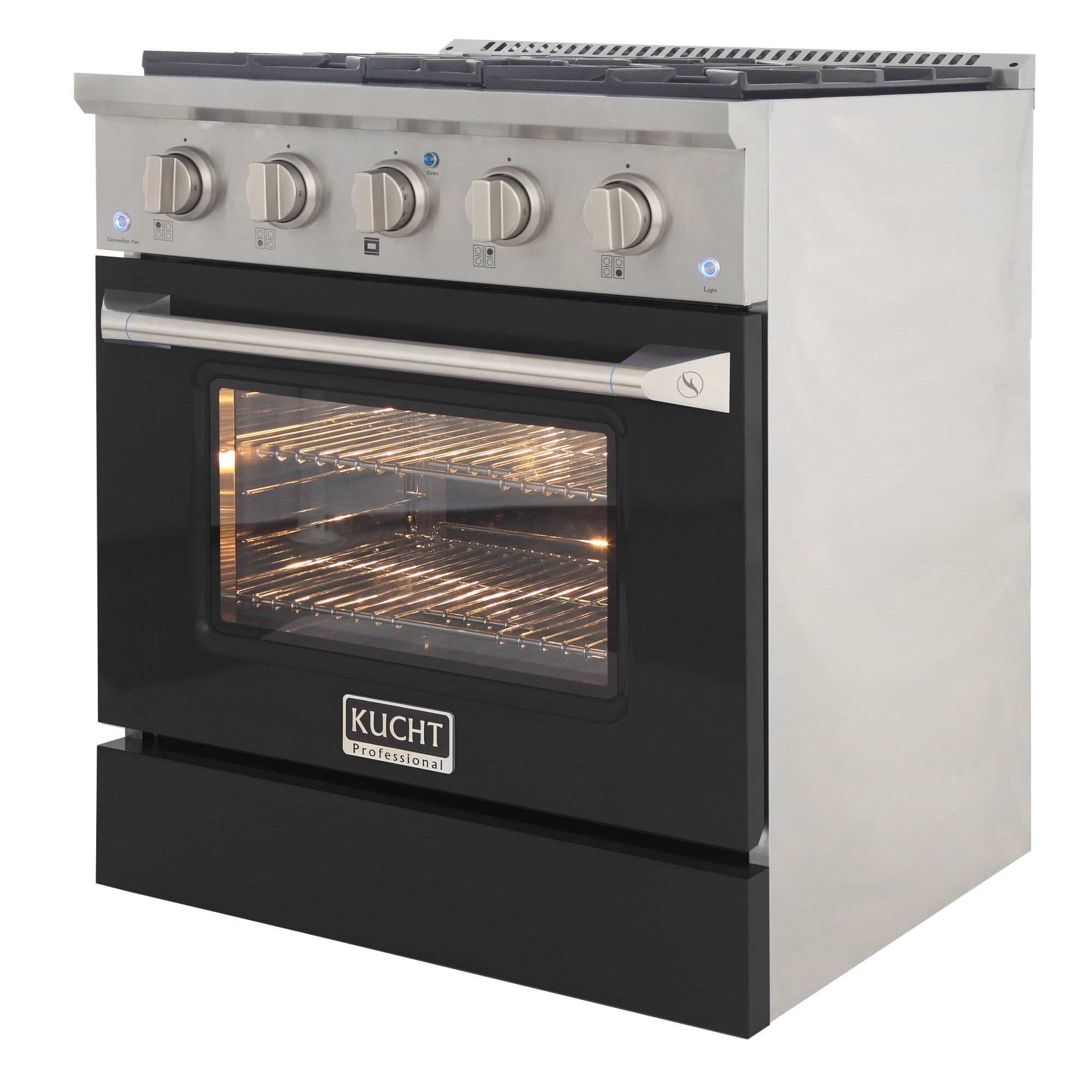 30 in. 4.2 cu. ft. Dual Fuel Range Propane Gas Sealed Burners in Black.