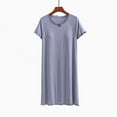 thumbnail image 2 of Cotton Nightgown for Women Crew Neck Loungewear Short Sleeve Sleepwear Casual Nightgown Long Pajamas Dress, 2 of 4
