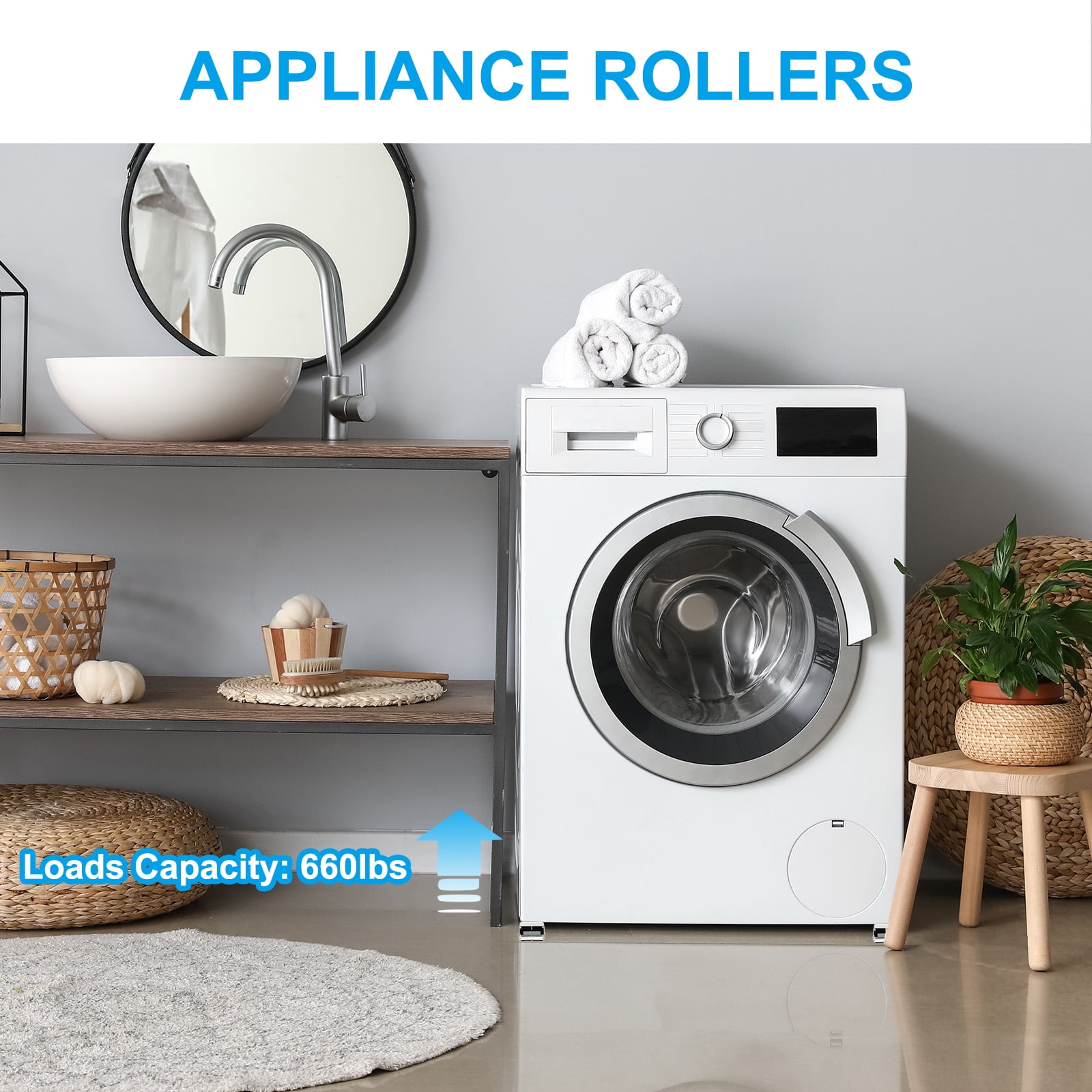 Uxcell Appliance Rollers Extendable Appliance Sliders with Wheels White